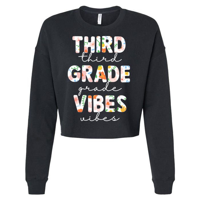 Back To School Third Grade Vibes First Day Teacher Cropped Pullover Crew