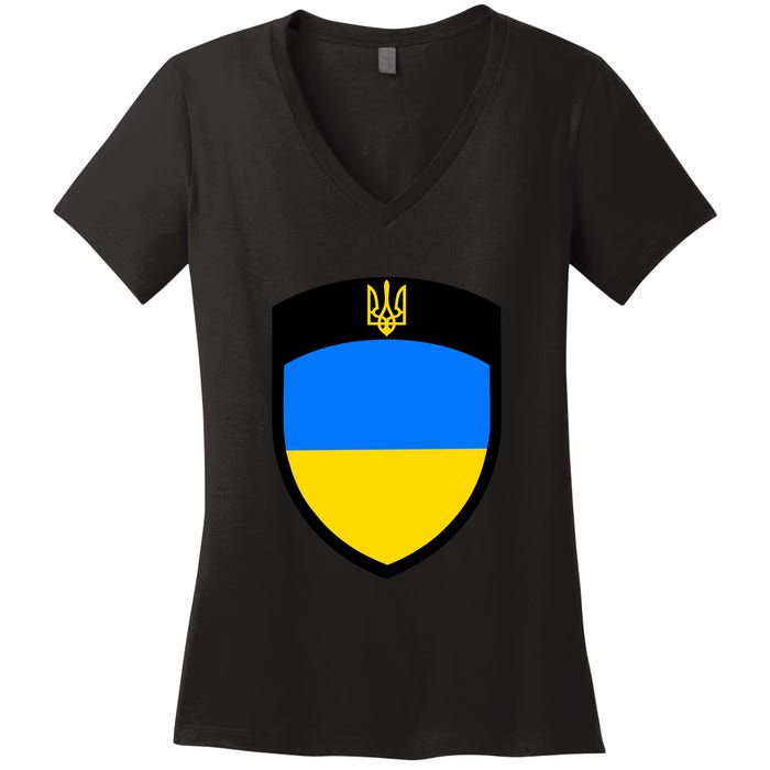 Big Tactical Shield 5 11 Stand With Ukraine Volodymyr Zelenskyy Trident Military Women's V-Neck T-Shirt