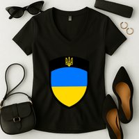 Big Tactical Shield 5 11 Stand With Ukraine Volodymyr Zelenskyy Trident Military Women's V-Neck T-Shirt