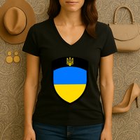 Big Tactical Shield 5 11 Stand With Ukraine Volodymyr Zelenskyy Trident Military Women's V-Neck T-Shirt