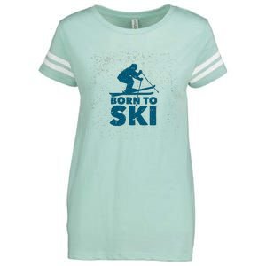 Born To Ski Enza Ladies Jersey Football T-Shirt