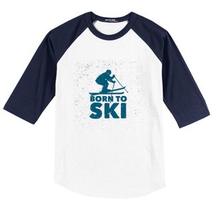 Born To Ski Baseball Sleeve Shirt