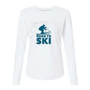 Born To Ski Womens Cotton Relaxed Long Sleeve T-Shirt