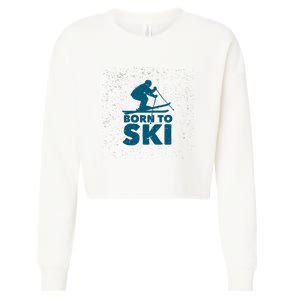 Born To Ski Cropped Pullover Crew