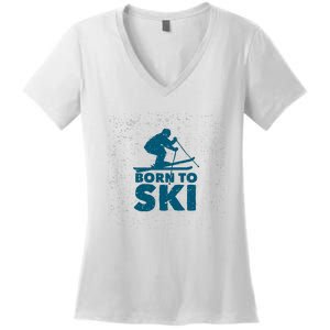 Born To Ski Women's V-Neck T-Shirt