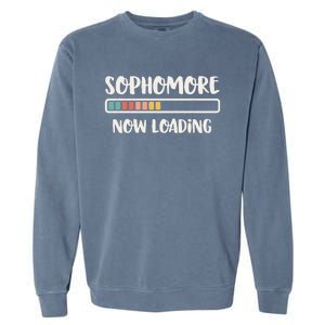 Back To School 10th Grade 10 Sophomore Now Loading Garment-Dyed Sweatshirt