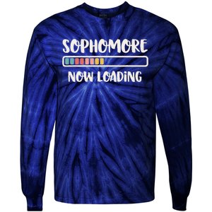 Back To School 10th Grade 10 Sophomore Now Loading Tie-Dye Long Sleeve Shirt