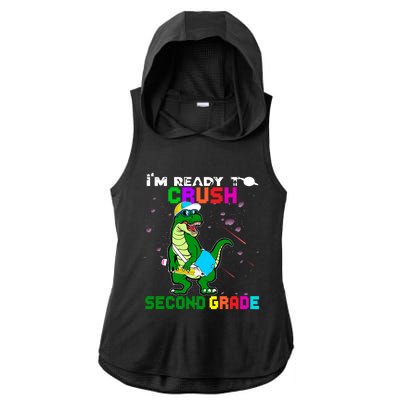 Back To School Dinosaur Im Ready To Crush Second Grade Great Gift Ladies PosiCharge Tri-Blend Wicking Draft Hoodie Tank