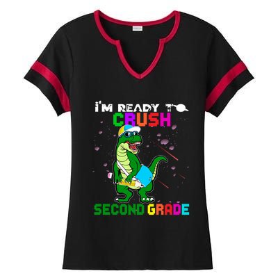 Back To School Dinosaur Im Ready To Crush Second Grade Great Gift Ladies Halftime Notch Neck Tee