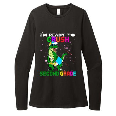 Back To School Dinosaur Im Ready To Crush Second Grade Great Gift Womens CVC Long Sleeve Shirt