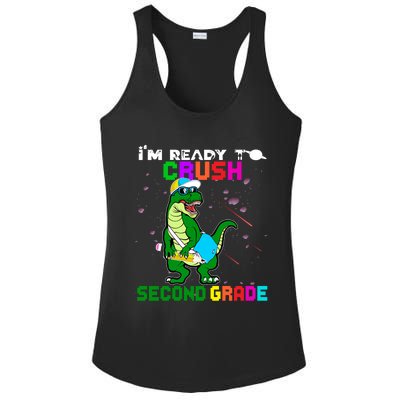 Back To School Dinosaur Im Ready To Crush Second Grade Great Gift Ladies PosiCharge Competitor Racerback Tank