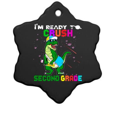 Back To School Dinosaur Im Ready To Crush Second Grade Great Gift Ceramic Star Ornament