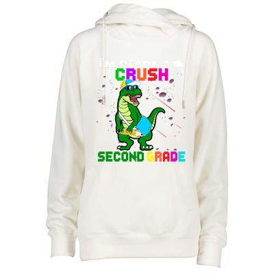 Back To School Dinosaur Im Ready To Crush Second Grade Great Gift Womens Funnel Neck Pullover Hood