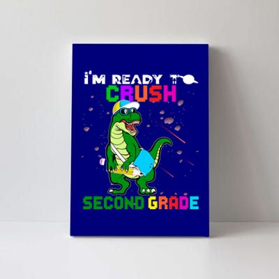 Back To School Dinosaur Im Ready To Crush Second Grade Great Gift Canvas