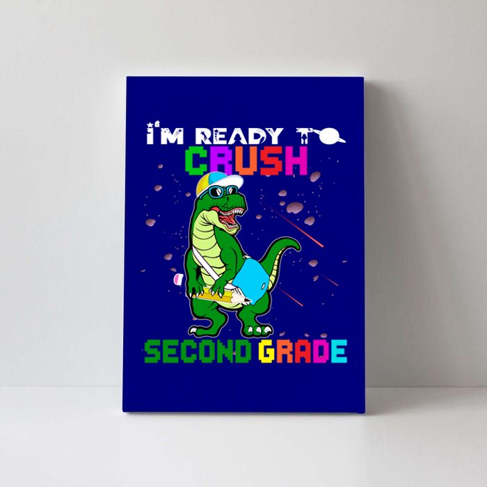 Back To School Dinosaur Im Ready To Crush Second Grade Great Gift Canvas