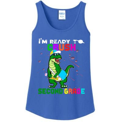 Back To School Dinosaur Im Ready To Crush Second Grade Great Gift Ladies Essential Tank