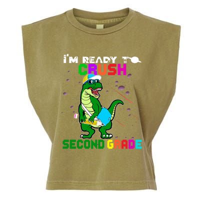 Back To School Dinosaur Im Ready To Crush Second Grade Great Gift Garment-Dyed Women's Muscle Tee