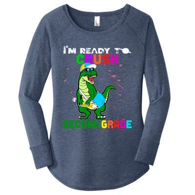 Back To School Dinosaur Im Ready To Crush Second Grade Great Gift Women's Perfect Tri Tunic Long Sleeve Shirt