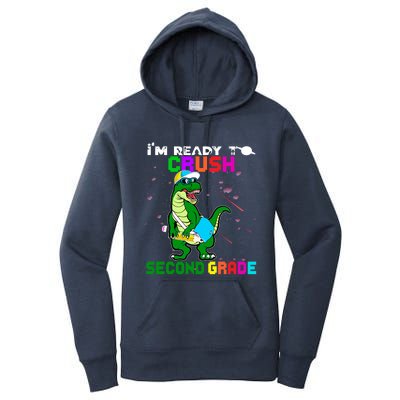 Back To School Dinosaur Im Ready To Crush Second Grade Great Gift Women's Pullover Hoodie