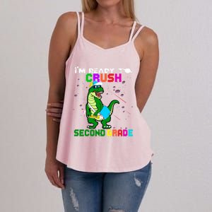 Back To School Dinosaur Im Ready To Crush Second Grade Great Gift Women's Strappy Tank