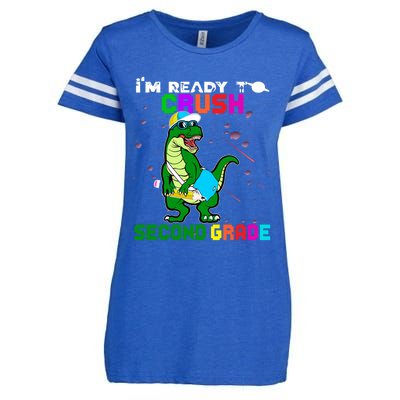 Back To School Dinosaur Im Ready To Crush Second Grade Great Gift Enza Ladies Jersey Football T-Shirt