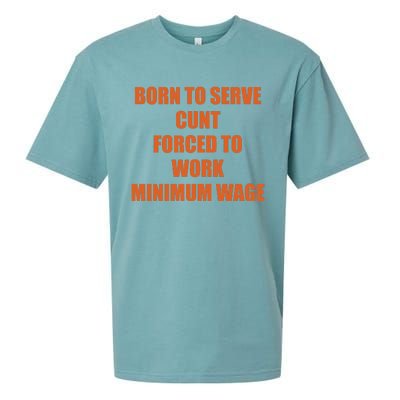 Born To Serve Cunt Forced To Work Minimum Wage Sueded Cloud Jersey T-Shirt