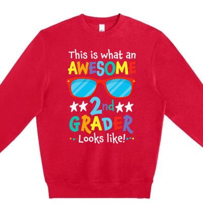 Back to School 2nd Grade Awesome Second Grader Looks Like Premium Crewneck Sweatshirt