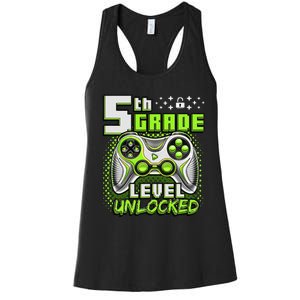 Back To School 5th Grade Gamer First Day School Level Gift Women's Racerback Tank