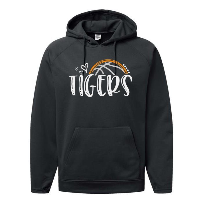 Basketball Tigers School Sports Fan Team Spirit Performance Fleece Hoodie