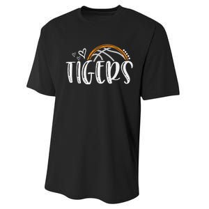 Basketball Tigers School Sports Fan Team Spirit Performance Sprint T-Shirt