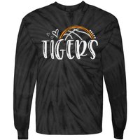 Basketball Tigers School Sports Fan Team Spirit Tie-Dye Long Sleeve Shirt