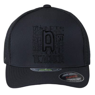 Back To School Art Teacher Typography Flexfit Unipanel Trucker Cap