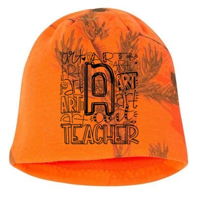 Back To School Art Teacher Typography Kati - Camo Knit Beanie