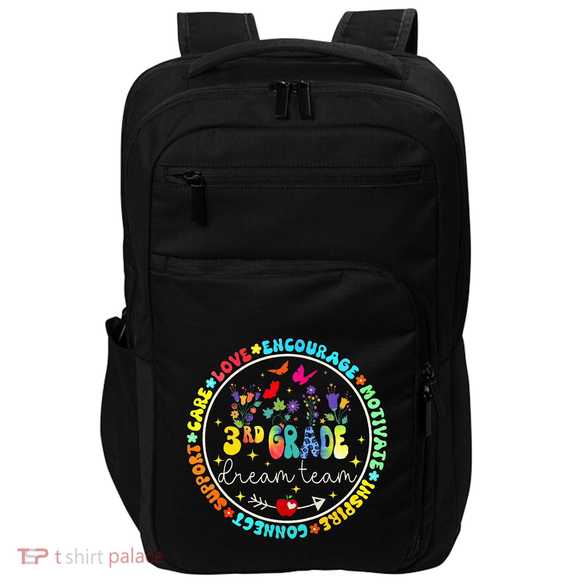 Back To School Third Grade Dream Team Teacher Flower Impact Tech Backpack