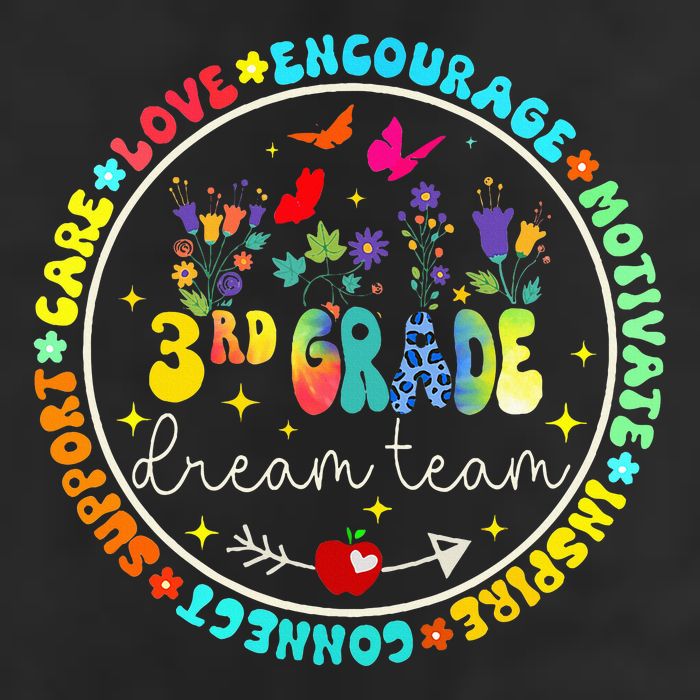 Back To School Third Grade Dream Team Teacher Flower Adult Drive Performance Visor