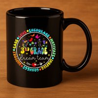 Back To School Third Grade Dream Team Teacher Flower 11oz C Handle Ceramic Mug