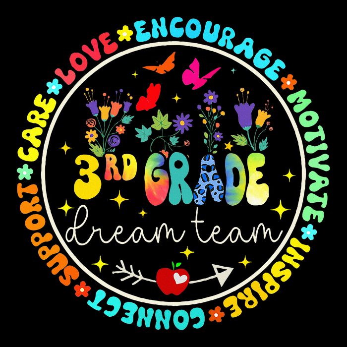 Back To School Third Grade Dream Team Teacher Flower Drawstring Bag