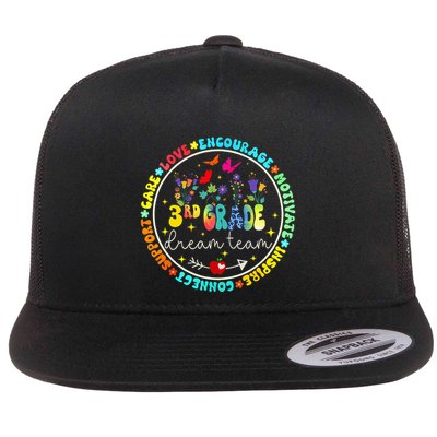 Back To School Third Grade Dream Team Teacher Flower Flatbill Hat