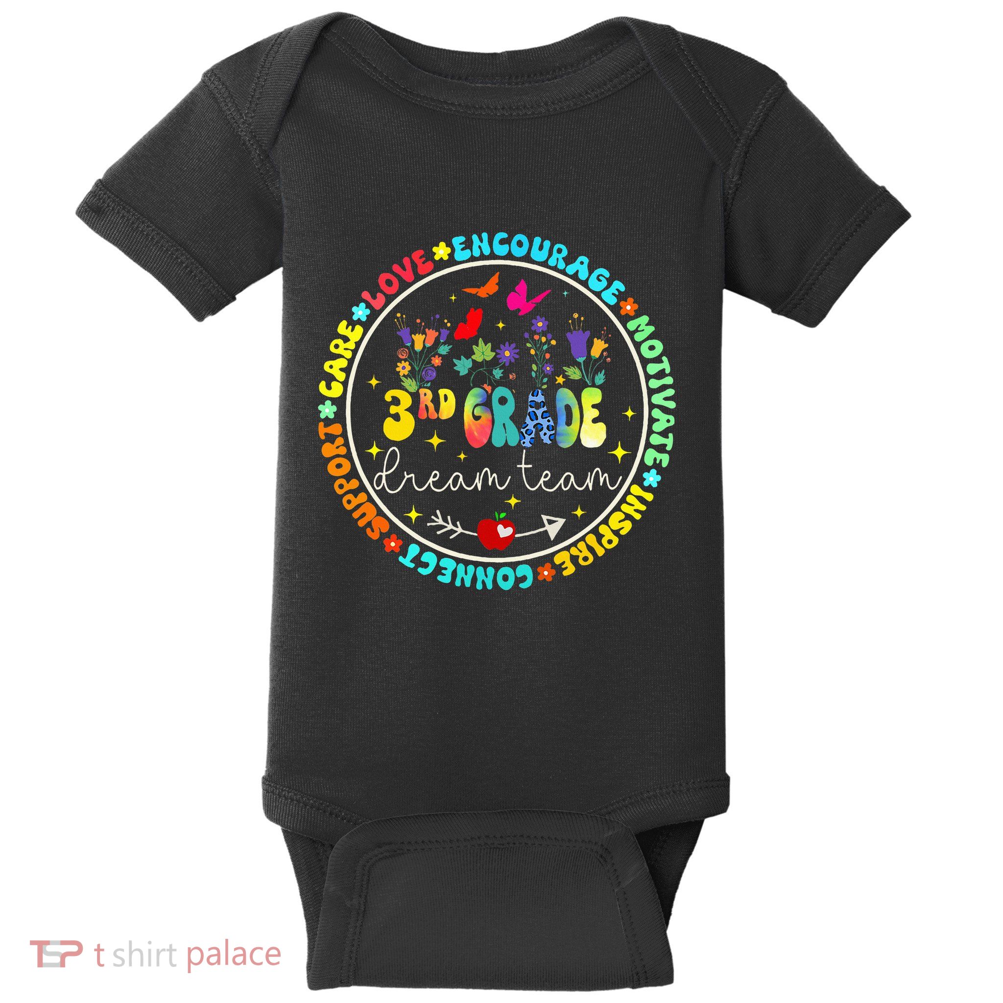 Back To School Third Grade Dream Team Teacher Flower Baby Bodysuit