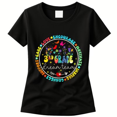 Back To School Third Grade Dream Team Teacher Flower Womens T-Shirt