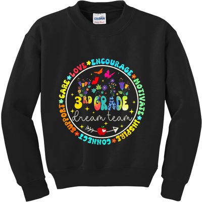 Back To School Third Grade Dream Team Teacher Flower Kids Sweatshirt