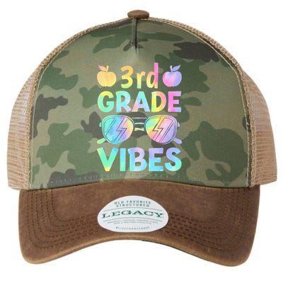 Back To School 3rd Grade Vibes First Day Of School Teachers Legacy Tie Dye Trucker Hat