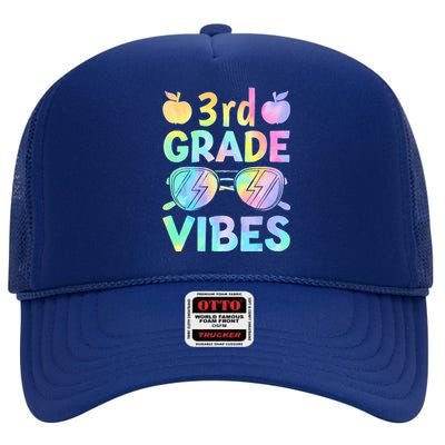 Back To School 3rd Grade Vibes First Day Of School Teachers High Crown Mesh Back Trucker Hat