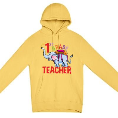 Back To School Elephant 1St Grade Teacher Gift Premium Pullover Hoodie