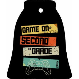 Back To School Game On 2nd Grade Funny Gamer Ceramic Bell Ornament