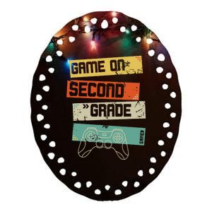 Back To School Game On 2nd Grade Funny Gamer Ceramic Oval Ornament