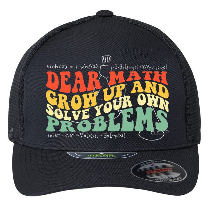 Back To School Math Quote Teens Dear Math Flexfit Unipanel Trucker Cap