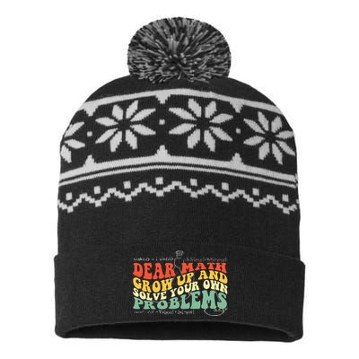 Back To School Math Quote Teens Dear Math USA-Made Snowflake Beanie