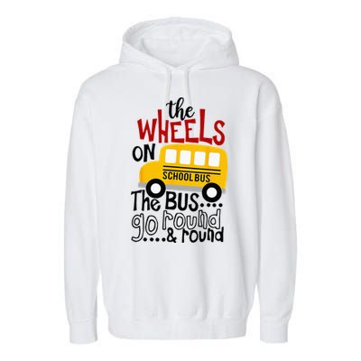 Back To School Funny The WHEELS On The BUS Kids Garment-Dyed Fleece Hoodie