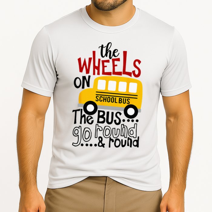 Back To School Funny The WHEELS On The BUS Kids Cooling Performance Crew T-Shirt